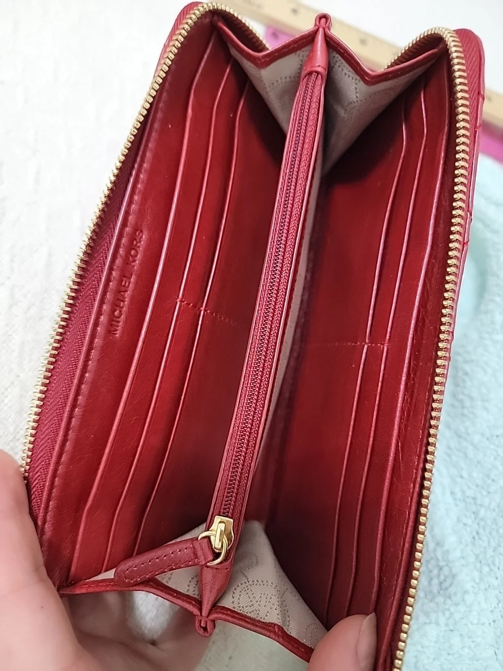 Michael Kors Quilted Red Zip Wallet